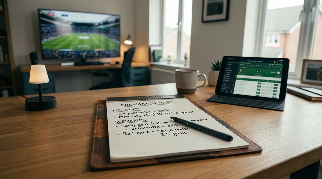 Blocco note con appunti di preparazione pre-partita