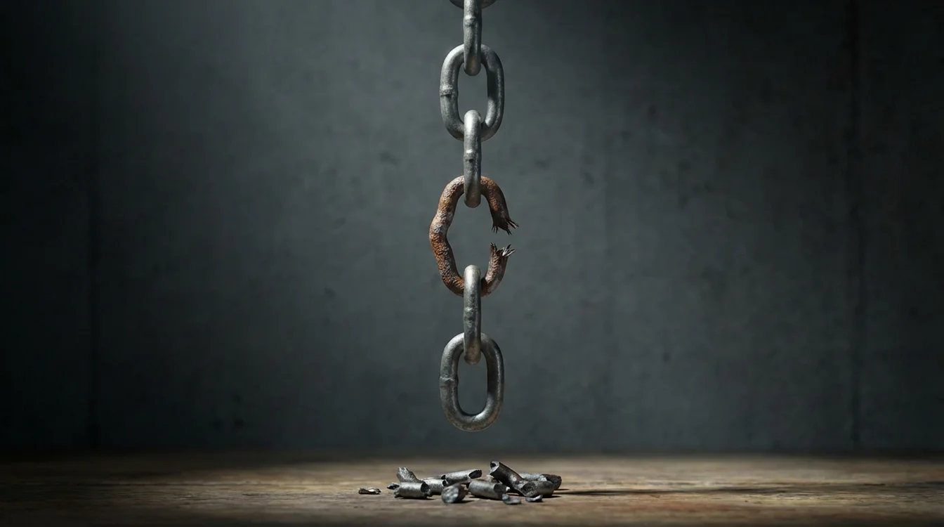Catena con anello debole simbolo di vulnerabilità delle multiple