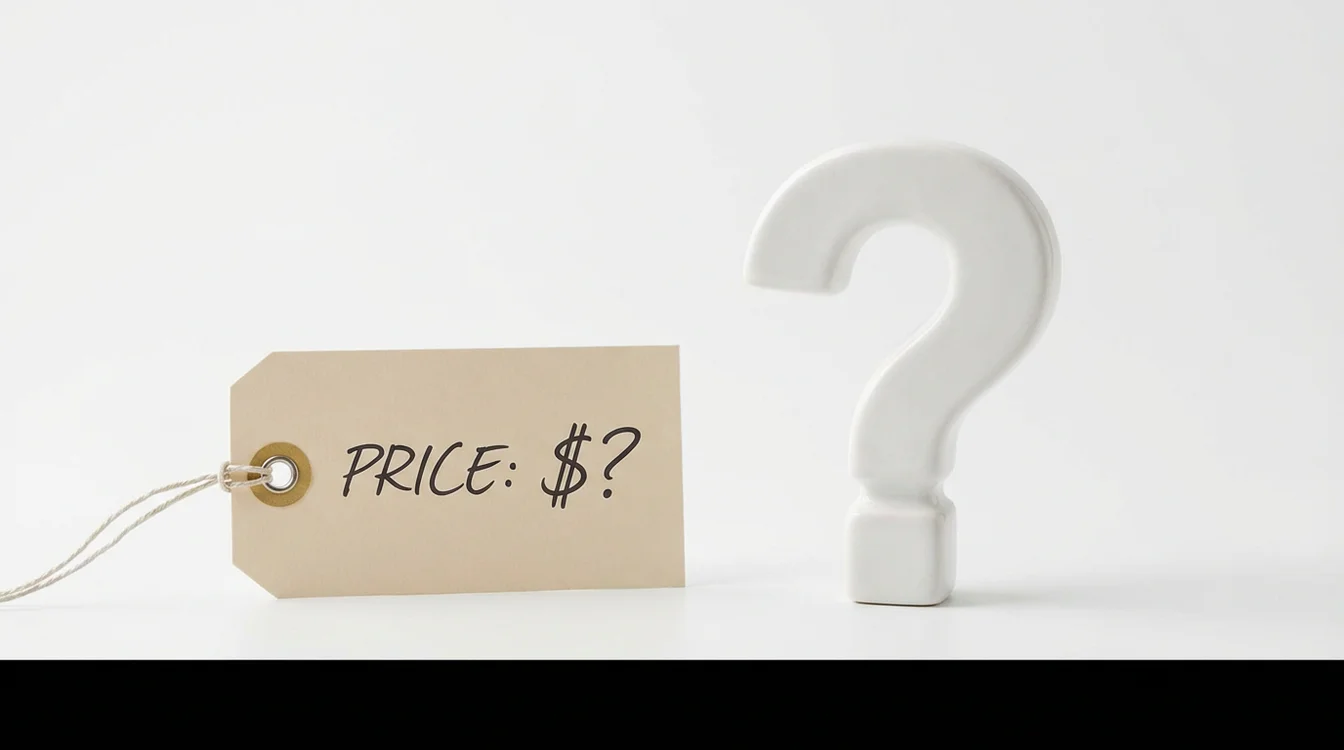 Etichetta prezzo accanto a punto interrogativo valutazione costi