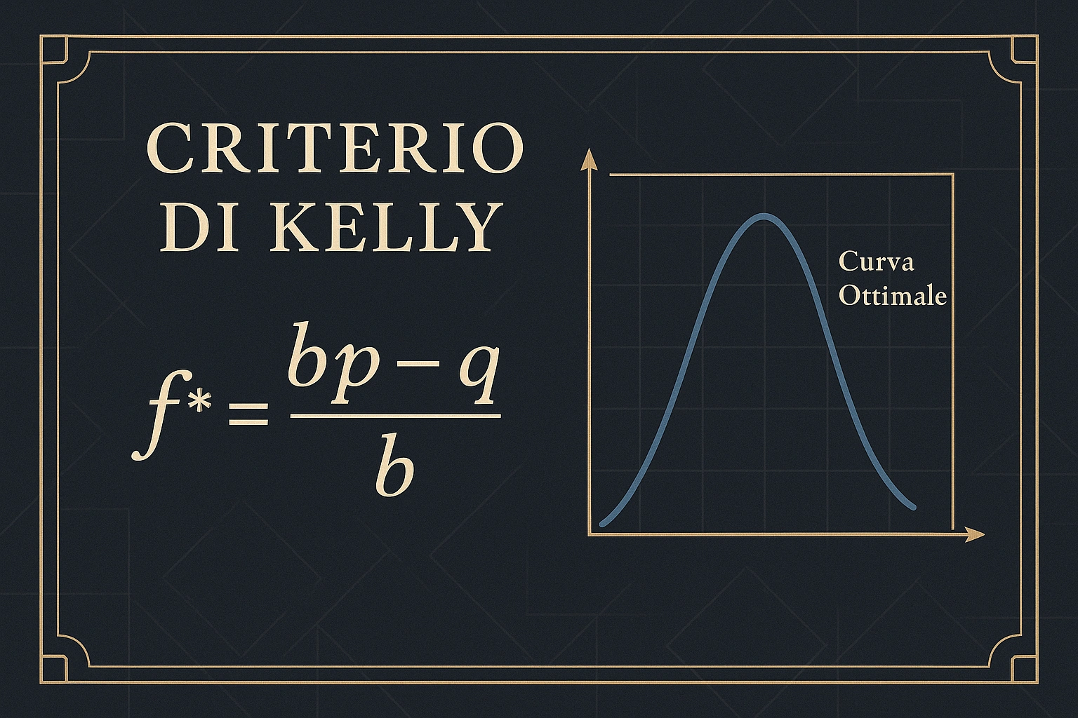 Formula del criterio di Kelly per calcolare lo stake ottimale nelle scommesse