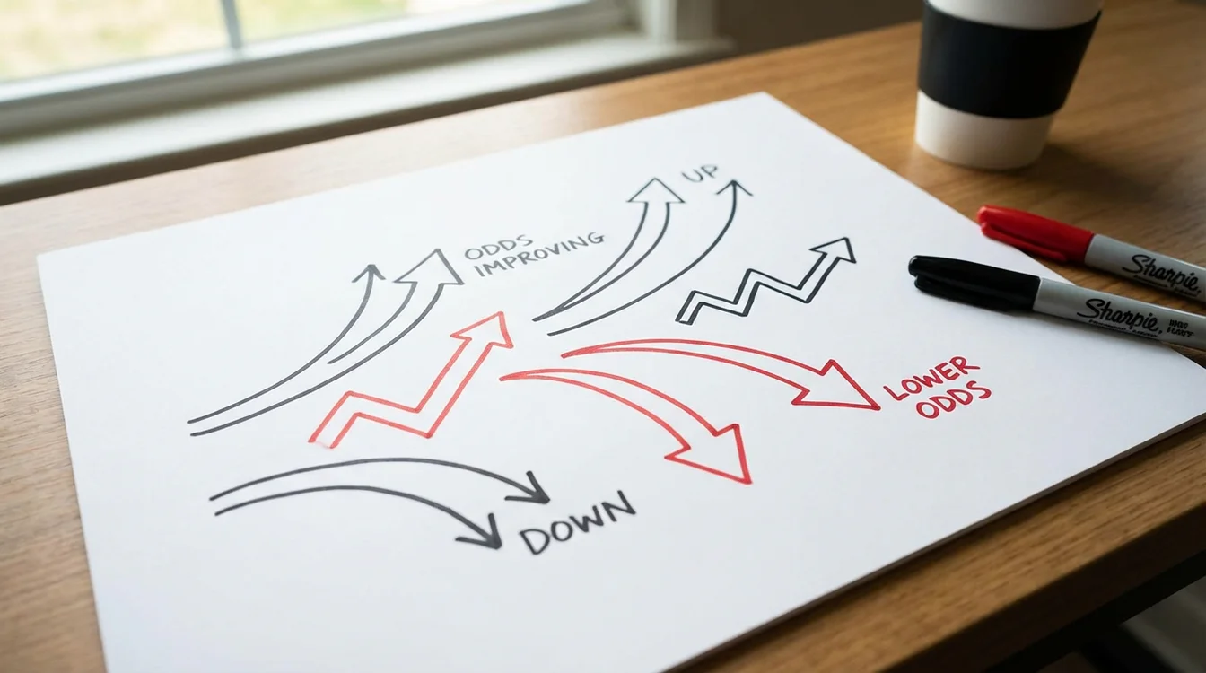 Frecce disegnate su carta che indicano movimenti di quota