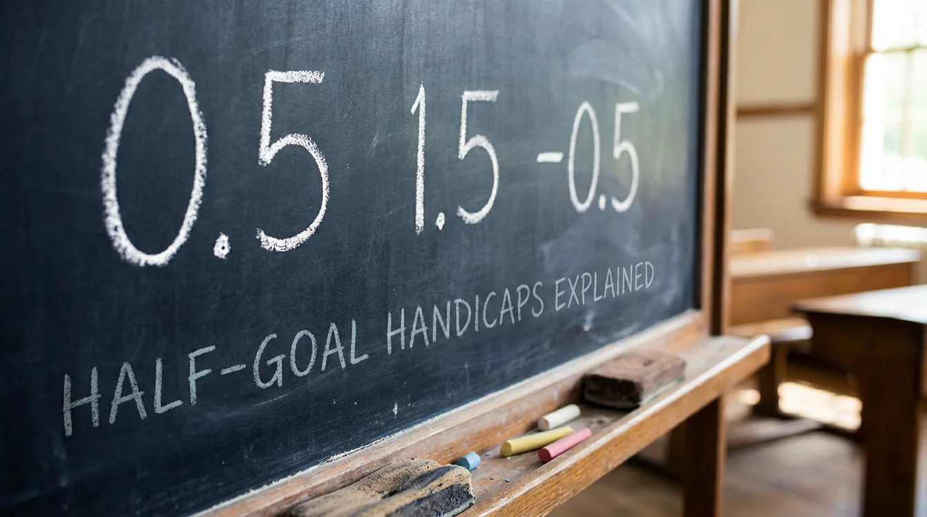 Lavagna con numeri decimali 0.5 e 1.5 scritti in gesso bianco