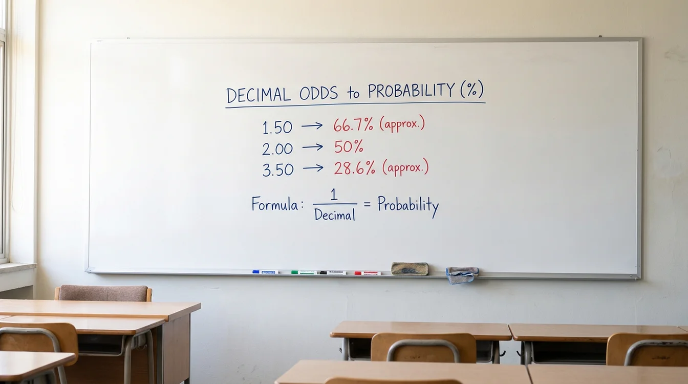 Lavagna con quote decimali e frecce verso percentuali equivalenti