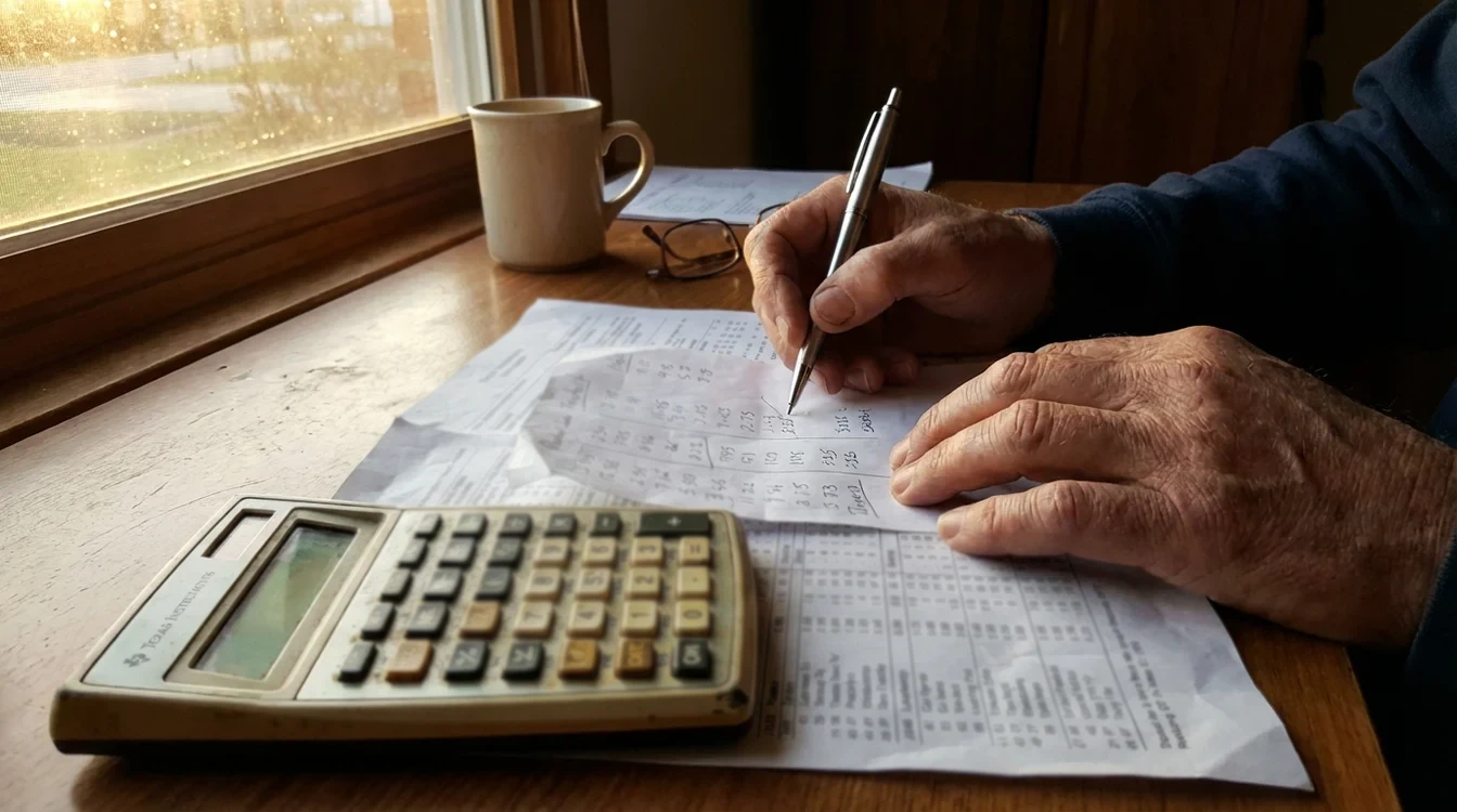 Mani che usano calcolatrice per calcolare margine su quote