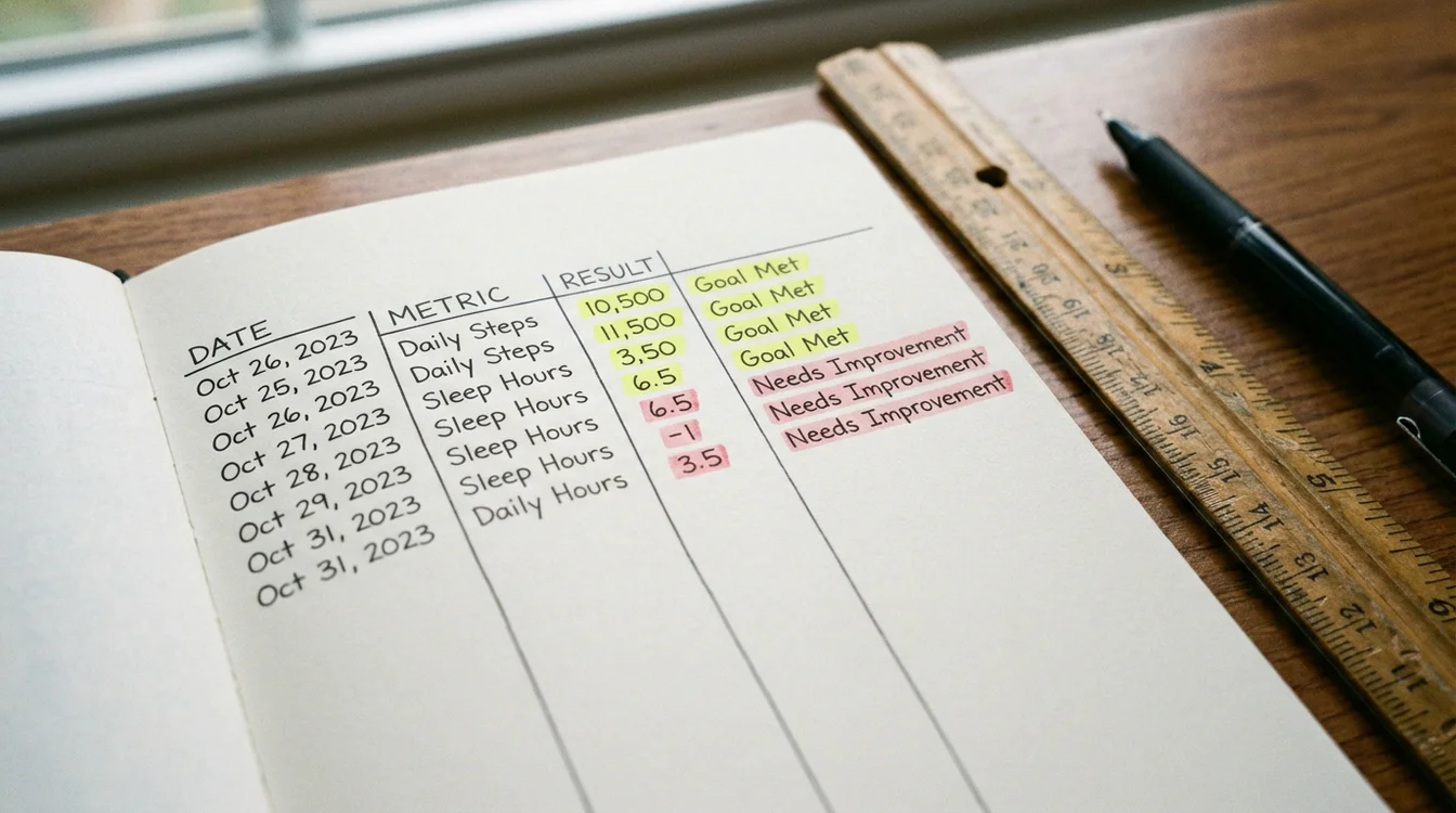 Pagina di quaderno con colonne organizzate di dati e risultati