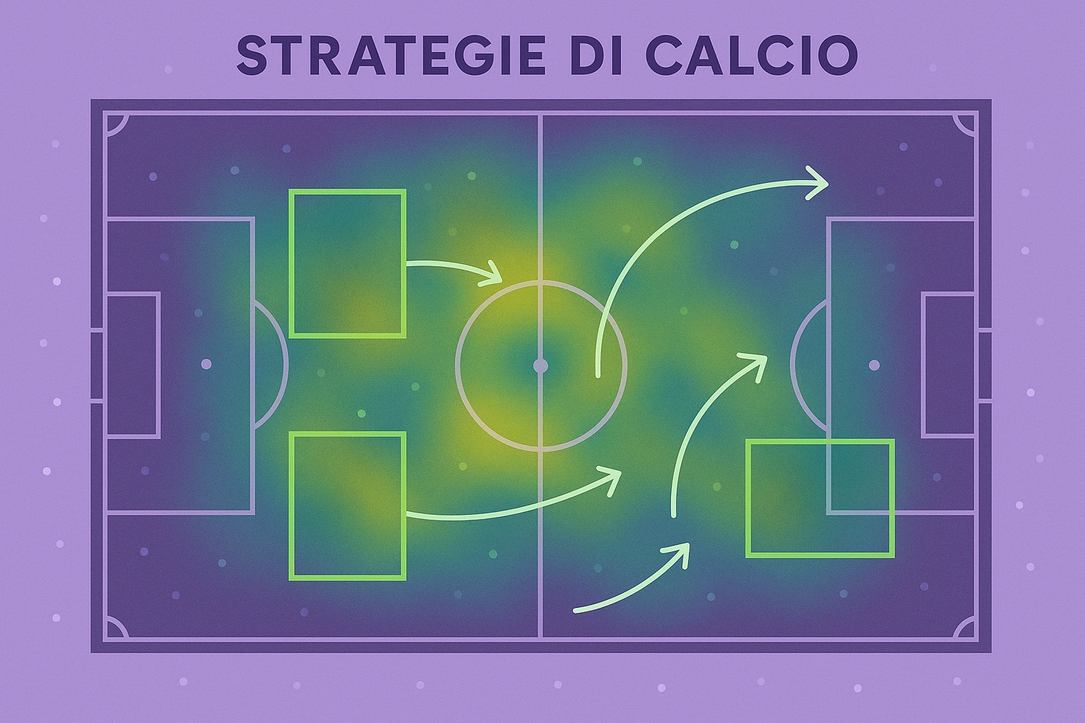 Campo da calcio con overlay di analisi tattica e statistiche per strategie di scommesse