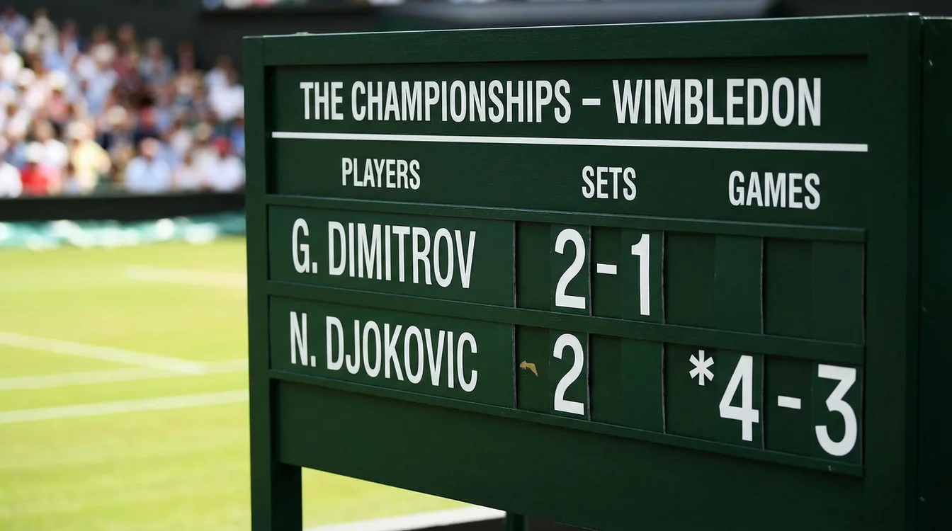 Tabellone punteggio tennis che mostra set e game