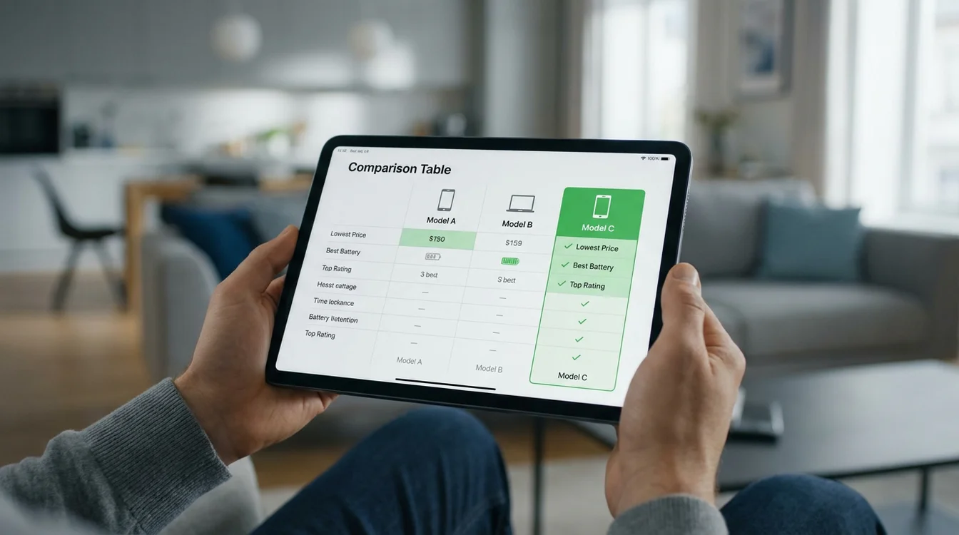 Tablet che mostra interfaccia di comparazione quote con evidenziazioni